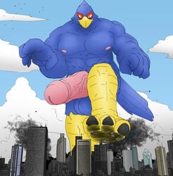 anthro avian bird destruction erection falco_lombardi feet foot_fetish foot_focus hi_res humanoid_penis macro male male_only nintendo penis siman-clifton star_fox stomping video_games