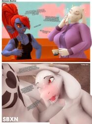 3d_(artwork) age_difference alcohol anthro asriel_dreemurr beer beverage big_breasts blush bodily_fluids boss_monster_(undertale) bovid breasts caprine clothed clothing cum cum_on_face digital_media_(artwork) dirty_talk english_text female fish fur genital_fluids genitals goat group hair hi_res holidays horn incest male male/female mammal marine mature_female mother mother's_day mother_and_child mother_and_son nude parent parent_and_child parent_and_son penis sbxn smile son source_filmmaker_(artwork) text toriel trio undertale undertale_(series) undyne white_body white_fur