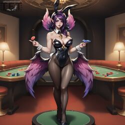 ai_generated bunny_ears bunnysuit league_of_legends league_of_legends:_wild_rift morgana purple_eyes purple_hair touchfluffytails