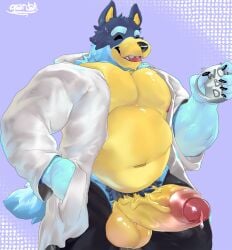 1boy 2024 anthro anthro_only anthrofied areola areola_slip australian_cattle_dog balls balls_outline bandit_heeler bara barazoku belly big_balls big_belly big_muscles big_penis big_testicles blue_background bluey_(series) canid canine canis cattledog chubby chubby_anthro chubby_male claws closed_eyes clothed clothing coffee_mug container cup detailed_bulge domestic_dog erection erection_under_clothing eyebrows fur furry genital_outline genitals grandall_(artist) hand_in_pocket herding_dog hi_res holding_container holding_cup holding_mug holding_object huge_bulge huge_cock huge_muscles male male_only mammal massive_penis mug musclegut muscular muscular_anthro muscular_male navel open_clothing open_mouth open_robe open_smile overweight overweight_anthro overweight_male pastoral_dog pecs penis penis_outline pockets precum precum_drip precum_string robe sharp_teeth shorts signature simple_background smile solo standing sweat sweatdrop sweating sweaty sweaty_balls sweaty_cock sweaty_penis sweaty_testicles text_on_mug thick_penis tuft vein veins veiny veiny_penis