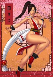 1girls areolae big_breasts breasts cleavage ero-chong fatal_fury female female_only king_of_fighters large_breasts mai_shiranui solo thick_thighs