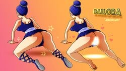 2d 2d_(artwork) 2girls ass ballora ballora_(fnafsl) bottomless_skirt breasts curvy exposed exposed_anus exposed_ass exposed_pussy female female_only five_nights_at_freddy's five_nights_at_freddy's:_sister_location large_ass large_breasts multiple_girls no_panties racso_art scottgames sister_location skirt