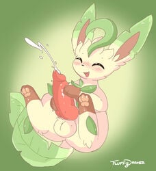 1boy 2019 3_toes ass big_ears blush brown_fur canine closed_eyes cum digital_media_(artwork) ears_up eeveelution feet femboy feral fluffydasher furry green_background green_fur hi_res huge_penis hybrid knot leaf leafeon long_ears male male_only mammal masturbation motion_lines nintendo nude open_mouth pawpads paws penis plant pokemon pokemon_(species) pokemon_dppt sheath sitting solo tail teeth testicles text thick_thighs tongue video_games watermark wide_hips yellow_fur