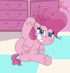 2019 absurd_res anus chibi earth_pony equid equine female feral friendship_is_magic fruztal hair hi_res horse inside looking_at_viewer mammal my_little_pony my_little_pony:_pony_life pinkie_pie_(mlp) pony pussy solo