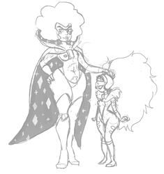 2girls breasts breasts_out cartoon_network female female_only gem_(species) giantess head_pat hessonite_(steven_universe) multiple_girls nephrite_(steven_universe) pubic_hair_peek size_difference steven_universe steven_universe:_save_the_light