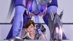 1futa 2girls 3d circumcised demolljok dickgirl duo female futanari honey_select intersex overwatch penis studio_neo tracer widowmaker