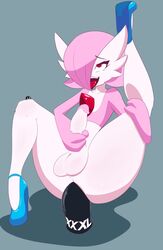 1boy ahe_gao alternate_color anal anal_masturbation anal_sex dildo dildo_in_ass dildo_sitting femboy frowntown gardevoir girly hair_over_one_eye half-closed_eyes heels high_heels male male_gardevoir male_only masturbation nintendo original_character penis pink_(frowntown) pink_hair pokemon pokemon_(species) pokemon_rse presenting solo source_request testicles thick_thighs tongue tongue_out trap wide_hips