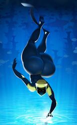 abzu ambiguous_gender ass big_ass black_skin helmet huge_ass huge_butt justmegabenewell looking_at_viewer solo swimming swimming_fins thick_thighs underwater wetsuit