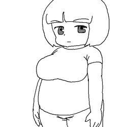 animated areolae black_and_white blush bouncing_breasts bra bra_lift breasts chubby clothed disembodied_hand exposed exposed_breasts large_breasts nipples shirt shirt_lift shirt_up sketch surprised tashozawa