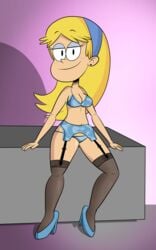 1girls blonde_hair bra carol_pingrey female female_only garter_belt garter_straps hairband heels high_heels lingerie panties scobionicle99 smile stockings straight_hair the_loud_house