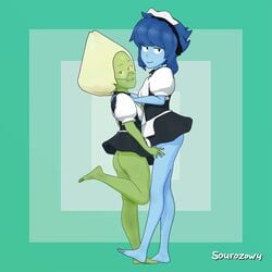 2girls 3d ass female female_only lapis_lazuli_(steven_universe) maid maid_headdress maid_uniform peridot_(steven_universe) short_skirt sourozowy steven_universe