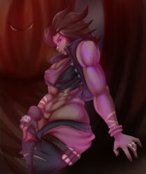 1girls abs amara_(borderlands) borderlands borderlands_3 glowing_eyes kerodash muscular muscular_female pants_down pants_pull