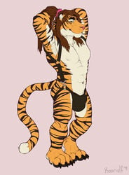 2019 anthro felid furry girly hair jock koorivlf male male_only mammal pantherine paws pose snout solo tiger