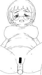 animated black_and_white blush bottomless bouncing_breasts breasts censored disembodied_penis glasses penis pussy sex shirt short_hair sketch sweat t-shirt tashozawa thighs vaginal_penetration