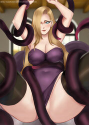 1girls abp_art alisaposmashnaya bare_legs big_breasts blonde_hair blue_eyes blush breasts cleavage clothed_female female hair_over_one_eye imminent_rape ino_yamanaka large_breasts leotard long_hair looking_at_viewer naruto naruto:_the_last naruto_(series) naruto_shippuden restrained smile spread_legs stockings tentacle