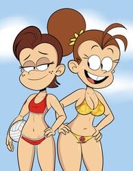 2girls aged_up bikini breasts brown_hair cleavage duo female female_only luan_loud lynn_loud multiple_females multiple_girls scobionicle99 straight_hair the_loud_house