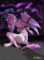 absurd_res alicorn anthro ass blush bound breasts equid female friendship_is_magic hi_res horn kl0udart mammal my_little_pony penis princess_cadance_(mlp) rope rope_bondage rope_harness wings