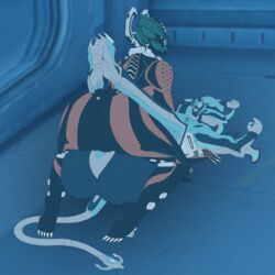 2015 alien anvil_position ass duo female female/female invalid_tag komissar_bav legs_up looking_at_viewer lying on_back pussy selfcest sex square_crossover tenno tribadism valkyr_(warframe) video_games warframe yuri