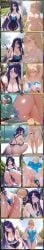 2girls accidental_circumstance ai_generated apron apron_only ass big_ass big_breasts blonde blonde_female blonde_hair blue_eyes brown_dust brown_dust_(series) brown_dust_2 clitoris comic comic_page comic_panel comic_strip completely_naked completely_nude completely_nude_female curvy garden huge_breasts large_ass painted_breasts painted_clothes painting pale-skinned_female pale_skin palette_(brown_dust) purple_hair pussy pussy_juice squirting squirting_on_person squirting_orgasm textless velvet_nymph wilhelmina_(brown_dust) yuri