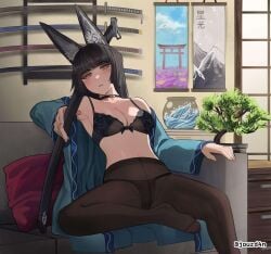 1girls 2d 2d_(artwork) 2d_artwork animal_ear_fluff animal_ears animal_tail ankles armpits bare_armpits bare_chest bare_hands bare_midriff bare_shoulders bare_skin belly belly_button big_boobs big_breasts black-haired_female black_bra black_choker black_hair black_panties black_underwear blade blank_expression blank_eyes blank_stare blunt_bangs blush_face blush_lines blushing blushing_at_viewer blushing_female blushing_lines bored bored_expression bra breasts brown_legwear brown_pantyhose brown_stockings brown_tights busty busty_female busty_girl calves cat_ears cat_tail character_request choker cleavage collarbone digital digital_art digital_drawing digital_drawing_(artwork) digital_media digital_media_(artwork) drawing emotionless exposed exposed_armpits exposed_chest exposed_midriff exposed_shoulders exposed_skin eyebrows_visible_through_hair feet female female_focus female_only fingernails fingers flushed flushed_face full_body groin half_naked half_nude head_tilt high_resolution highres hoshimi_miyabi indoor indoor_nudity indoors inguinal_crease inguinal_ligament jourd4n katana knees lace_bra lace_panties lace_underwear large_boobs large_breasts lean_figure legs legs_apart legs_spread legwear long_hair looking_at_viewer matching_underwear midriff nail_polish nails naked naked_female naked_woman narrow_waist navel neutral_expression nude nude_female nudity panties pantyhose partially_undressed pillow pink_fingernails pink_nail_polish pink_nails red-eyed_female red_eyes ribbon_bra semi_nude shoulders sitting slender_body slender_waist slim_female slim_waist sofa solo spread_legs spreading_legs spreading_thighs sword thighs tights tilted_head underwear underwear_only weapon white_pupils zenless_zone_zero