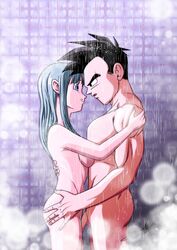 bra_(dragon_ball) bra_briefs chibidamz dragon_ball dragon_ball_gt female hunk male muscles muscular muscular_male nude romantic shower son_goten straight wet