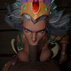 3d 3d_(artwork) 3d_model 3d_render big_penis black_on_black blender blender_(artwork) blender_(software) blender_cycles blowjob blowjob_face blowjob_gesture blowjob_only blowjob_pov blue_eyes dark-skinned_female dark-skinned_male dark_skin darkprimordials dick_sucking eyes_up intraracial marvel marvel_comics marvel_rivals mutant mutant_(marvel) netease_games ororo_munroe storm_(marvel_rivals) storm_(x-men) x-men