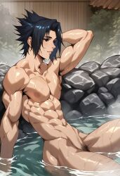 ahegao ai_generated anal ass_focus comfyui cum_drip drooling from_behind gay intense_sex male male/male muscular muscular_male naruto naruto_(series) oiled sasuke_uchiha shiny_skin stable_diffusion sweat tongue_out