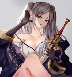 1girls breasts camisole ei1han female female_only fire_emblem fire_emblem_awakening grima_(fire_emblem) light-skinned_female light_skin red_eyes robin_(fire_emblem) robin_(fire_emblem)_(female) solo strap_slip sword tagme twintails