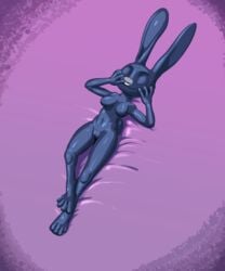 blazera blindfold bodysuit cameltoe clothing disney erect_nipples erect_nipples_under_clothes female gimp_suit hi_res judy_hopps lagomorph lying mammal medium_breasts png rubber rubber_suit sensory_deprivation solo tight_clothing zootopia