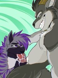 absurd_res anthro bodily_fluids cum cum_in_mouth cum_inside dragon duo ejaculation fellatio fur furred_dragon furred_scalie genital_fluids hi_res hyena kabscorner kane_(kanedragon) knot leaking_cum male male/male mammal mythological_creature mythological_scalie mythology oral penile scalie sex sucking_tip yeenclave_(enclave_remnant2)