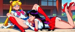 2girls ahegao_face ai_art ai_generated alternate_eye_color arm_support ass ass_visible_through_thighs bishoujo_senshi_sailor_moon black_hair blonde_hair blue_eyes blue_skirt blush boots bow breasts_on_floor choker clothed_sex clouds couple crotchless_panties cunnilingus day double_bun drooling drooling_tongue earrings ecstasy elbow_gloves erect_nipples exposed_pussy female/female female_on_female forehead_gem gem gloves golden_tiara grass hand_on_another's_thigh happy_expression happy_female happy_sex high_heel_boots high_heels horny_expression horny_female large_breasts leaning leaning_back legs_up lesbian_couple lesbian_sex licking licking_pussy long_hair long_twintails looking_at_pussy lying lying_on_floor lying_on_stomach multiple_girls navel navel_visible_through_clothes odango open_mouth oral_insertion oral_sex outdoors outdoors_sex panties partially_undressed pink_bow pleasured_face public_indecency public_place public_sex purple_bow purple_gem pussy red_boots red_choker red_gem red_high_heels red_skirt rei_hino sailor_collar sailor_mars sailor_moon sailor_uniform saliva schoolgirl sex shiny_skin shirt shrine sitting sitting_on_floor sitting_sex skirt sky smile source_request spread_legs spreading_pussy sunlight teenager_on_teenager teenagers thick_thighs thighs tiara tied_hair tongue tongue_in_pussy tongue_insertion tongue_out twintails uncensored usagi_tsukino vegetation wide_hips yuri