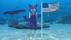 1girls anthro anthropomorphic bubbles female female_only kuby64 naked nintendo nude pokemon purrloin solo underwater