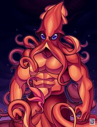 2019 abs absurd_res animal_genitalia anthro biceps cephalopod coleoid decapodiform genital_slit hi_res horizontal_pupils kraken male male_only marine mollusk monster muscular muscular_male nude pecs penis slit solo tehbluebubble tentacle unusual_penis