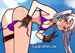 bikini daikirikun fire_emblem fire_emblem_awakening fire_emblem_heroes gloves robin_(female)_(summer)_(fire_emblem) robin_(fire_emblem) robin_(fire_emblem)_(female) sweat swimsuit tagme undressing v