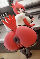 1girls 3d 3d_(artwork) ai_generated anthro anus ass ass_focus avian avian_humanoid bird_girl breasts darkeffect donut_anus female female_focus female_only furry furry_only looking_at_viewer looking_back margaret_smith_(regular_show) puffy_anus pussy regular_show solo solo_female solo_focus thick thick_thighs wide_hips