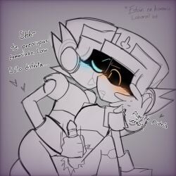 keyimeli brawl_stars larry_(brawl_stars) lawrie_(brawl_stars) yaoi incest gay robot robot_boy twins robot_penis spanish_text male/male brothers brother/brother twink jerking_off_another