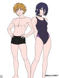 1boy 1boy1girl 1girl arm_behind_back arms_behind_back ass_visible_through_thighs bare_arms bare_calves bare_hips bare_knees bare_legs bare_shoulders bare_skin bare_thighs bikini black-haired_female black_bikini black_choker black_hair black_one-piece_swimsuit black_swimsuit black_swimwear blonde blonde-haired_male blonde_hair blonde_male breasts chainsaw_man choker collarbone curvaceous_body curvaceous_figure curvaceous_hips curvaceous_teenager curvaceous_thighs curvy curvy_body curvy_female curvy_teen curvy_thighs denji_(chainsaw_man) digital digital_art digital_drawing_(artwork) digital_media_(artwork) drawing exposed_arms exposed_hips exposed_legs exposed_shoulders exposed_skin exposed_thighs female_focus green-eyed_female green_eyes groin hair_bun hand_behind_back hands_behind_back head_tilt highres inframammary_fold inguinal_crease inguinal_ligament knees lean_figure long_hair looking_at_viewer narrow_waist navel nbart19047 one-piece_swimsuit parted_lips petite petite_body petite_breasts petite_female petite_girl petite_tits red-eyed_male red_eyes reze_(chainsaw_man) russian russian_girl school_swimsuit shorts shoulders simple_background slender_body slender_waist slim_female slim_waist small_boobs small_breasts small_tits smile smiley_face smiling smiling_at_viewer standing sukumizu swimsuit swimwear thigh_gap thighs tilted_head tiny_breasts voluptuous_body voluptuous_female voluptuous_figure voluptuous_teenager voluptuous_woman white_background wide_hips yellow_eyes