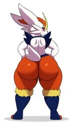 ambiguous_gender armpits back big_ass big_butt big_ears blue_fur blush bottom_heavy bubble_butt butt_crack cinderace eyelashes feet feral fur furry furry_only generation_8_pokemon hands_on_hips huge_ass huge_butt lagomorph large_ass long_ears looking_at_viewer looking_back nintendo nude orange_eyes orange_fur paws pokémon_(species) pokemon pose shadow smile smiling solo sssonic2 standing tail thick_ass thick_thighs thigh_gap white_background white_fur wide_hips yellow_fur