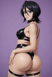 ai_art ai_generated anime ass big_ass big_booty big_butt black_hair black_lingerie bleach booty butt female female_only pawg posing posing_for_picture purple_eyes round_ass round_butt rukia_kuchiki skimpy skimpy_outfit
