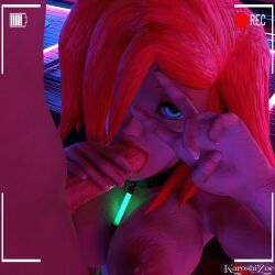 2026 karoshizoe disney ariel ariel_(the_little_mermaid) the_little_mermaid 3d blender 1girls 1boy female male male/female duo camera_view viewfinder peace_sign blowjob oral fellatio club glowstick glowstick_necklace blue_eyes red_hair long_hair looking_at_viewer looking_at_camera hand_on_penis big_penis penis big_breasts breasts nipples nude nude_female nude_male