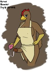 1futa anthro apron avian bird blue_eyes bodily_fluids bottomless_skirt breasts chicken chubby clothed clothing cum cum_drip cum_on_food cumshot digital_media_(artwork) doughnut ejaculation erect_nipples erection erection_under_clothes erection_under_skirt food food_play furry futa_only futanari galliform gallus_(genus) genital_fluids huge_breasts huge_penis intersex looking_at_viewer mostly_nude nipple_bulge nipples no_bra no_nut_november no_panties non-mammal_breasts pencilsdgr penis penis_out penis_under_clothes penis_under_skirt phasianid simple_background skirt skirt_lift smile solo solo_futa