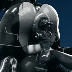 3d_(artwork) anal angel1ca_(bounddev) anthro anus armless ball_stretcher balls bdsm big_anus big_balls blinded bodily_fluids bodysuit bounddev canid canine clothing digital_media_(artwork) fox genitals gynomorph gynomorph/male head_in_ass hi_res hood huge_anus huge_balls hyena hyper hyper_anus intersex intersex/male latex latex_bodysuit latex_clothing latex_hood latex_skinsuit male mammal messy niko_(bounddev) oral penis portal_ring puffy_anus rimming sex size_difference skinsuit sweat tight_clothing