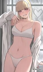 1girls solo female_only female female_focus long_hair collarbone shoulders fingers fingernails cleavage large_breasts breasts midriff belly navel belly_button thighs groin slim_waist slim_female narrow_waist slender_waist slender_body lean_figure wide_hips hourglass_figure upper_body highres high_resolution standing looking_at_viewer digital digital_media digital_art digital_drawing digital_media_(artwork) digital_drawing_(artwork) 2d 2d_(artwork) 2d_artwork drawing blonde_hair blonde blonde_female blonde-haired_female blonde_hair_female pink_eyes pink-eyed_female tilted_head head_tilt blunt_bangs eyebrows_visible_through_hair hairband white_hairband indoor indoors indoor_nudity nude naked nudity naked_female nude_female exposed naked_woman half_naked half_nude semi_nude partially_undressed blushing flushed blushing_female blush_face flushed_face blushing_at_viewer smile smiling smiley_face smiling_at_viewer parted_lips earrings pierced_ear ear_piercing pierced_ears ear_piercings window snow snowing busty busty_female busty_girl large_boobs big_breasts big_boobs bra underwear panties white_bra white_underwear white_panties shirt white_shirt white_topwear unbuttoned unbuttoned_shirt open_shirt open_clothes open_clothing open_topwear naked_shirt arm_support nails nail_polish pink_nails pink_nail_polish pink_fingernails inguinal_crease inguinal_ligament legs_closed legs_together thighs_together curvy curvy_figure curvy_body curvy_female curvy_hips bare_skin bare_shoulders bare_chest bare_hands bare_midriff bare_belly bare_navel bare_hips bare_thighs bare_legs exposed_skin exposed_shoulders exposed_chest exposed_midriff exposed_belly exposed_navel exposed_hips exposed_thighs exposed_legs curvaceous curvaceous_figure curvaceous_body curvaceous_female curvaceous_hips voluptuous voluptuous_figure voluptuous_body voluptuous_female voluptuous_woman jourd4n posing posing_for_the_viewer posing_naked posing_nude original_artwork original_art original oc original_character claire_(jourd4n) skindentation