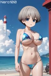 1girls 2d 2d_animation ai_animation ai_generated animated animated_image areolae armpit bare_arms bare_legs bare_shoulders belly big_breasts bikini bikini_bottom bikini_top bob_cut bouncing_breasts breasts_bigger_than_head cameltoe chest curvy curvy_figure cute cute_face detailed eyelashes eyeshadow female female_only fit fit_female focus grey_hair hair huge_breasts large_breasts legs light-skinned_female light_skin lips lipstick looking_at_viewer makeup mascara nero100 no_sound outdoors outside pale-skinned_female pale_skin petite petite_body posing seductive seductive_look short_hair short_video silver_hair surprised swimsuit swimwear tagme teenager thighs thin_waist tomboy uzaki-chan_wa_asobitai! uzaki_hana vagina very_short_hair video young