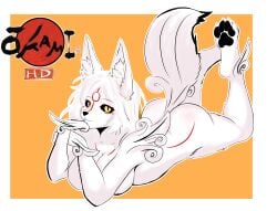 1girls 4_toes absurd_res amaterasu amaterasu_(okami) anthro anthrofied ass beautiful black_pawpads black_sclera breasts butt canid canine canis capcom claws deity ears feet female furry goddess hair hi_res japanese_mythology kitsukaelkami long_hair looking_at_viewer lying mammal naked naked_female nude nude_female okami okami_(capcom) on_front pawpads paws pointy_ears prick_ears sexy soles solo tail the_pose toe_claws toes white_body white_fur white_hair wolf wolf_girl yellow_eyes