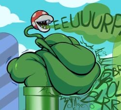 1girl 2d absurd_res ass belly big_ass big_belly big_breasts big_lips_no_eyes boobs breasts burp burp_cloud burp_fetish burping churning detailed_background fangs fat fat_ass fat_belly fat_breasts female female_only flora_fauna green_body hand_on_belly hornygoatlean_(artist) huge_ass huge_belly huge_breasts mario_(series) monster monster_girl motion_lines mouth naked nintendo nitarufatlover nitaruskwish33 nitarustarium no_eyes no_genitals no_sex nonhuman nude obese onomatopoeia open_mouth outdoors overweight pipe piranha_plant plant plant_girl side_view solo solo_female squeezing_belly standing stupidleangoat super_mario_bros. text twitter_link