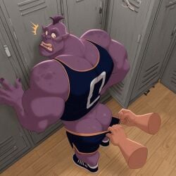 1boy 2025 ai_generated ass bara basketball big_ass bupkus_(space_jam) civitai disembodied_hand gay high-angle_view locker_room looney_tunes male male_only monster muscular personalstash12 shorts shorts_pull solo space_jam tank_top warner_brothers yaoi