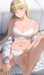 1girls solo female_only female female_focus long_hair collarbone shoulders fingers fingernails cleavage large_breasts breasts midriff belly navel belly_button thighs legs knees calves groin slim_waist slim_female narrow_waist slender_waist slender_body lean_figure full_body highres high_resolution sitting looking_at_viewer digital digital_media digital_art digital_drawing digital_media_(artwork) digital_drawing_(artwork) 2d 2d_(artwork) 2d_artwork drawing blonde_hair blonde blonde_female blonde-haired_female blonde_hair_female pink_eyes pink-eyed_female tilted_head head_tilt blunt_bangs hairband white_hairband eyebrows_visible_through_hair earrings pierced_ear ear_piercing pierced_ears ear_piercings blushing flushed blushing_female blush_face flushed_face blush_lines blushing_lines blank_eyes bored bored_expression bra underwear panties white_bra white_underwear white_panties legs_spread legs_apart spread_legs spreading_legs spreading_thighs hand_on_thigh hand_on_leg hand_on_own_thigh hand_on_own_leg touching_thigh touching_leg nails nail_polish pink_nails pink_nail_polish pink_fingernails jourd4n nude naked nudity naked_female nude_female exposed naked_woman half_naked half_nude semi_nude partially_undressed original_artwork original_art original oc original_character claire_(jourd4n) partially_visible_vulva partially_exposed_vulva bare_skin bare_shoulders bare_chest bare_hands bare_midriff bare_belly bare_navel bare_thighs bare_legs bare_knees bare_calves exposed_skin exposed_shoulders exposed_chest exposed_midriff exposed_belly exposed_navel exposed_thighs exposed_legs