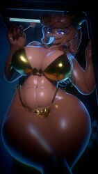 1girls 3d anthro big_breasts brown_body brown_fur contentbot cryptiacurves fazclaire's_nightclub fazclaire's_nightclub:_the_rearousal five_nights_at_freddy's freddy_(fnaf) fredina's_nightclub fredina_(cally3d) frenni_(fn:rearousal) frenni_fazclaire gold_bikini golden_bikini golden_week hips huge_breasts licking_lollipop lollipop looking_at_viewer posing_for_the_viewer solo tagme teasing thick_thighs thighs