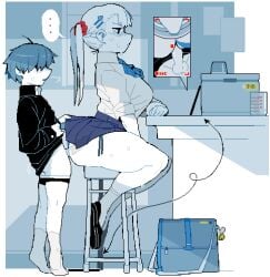 1boy 1girls anal ass back_view backsack balls ballsack clothed clothing dizzyspells intersex male partially_clothed penis sex taken_from_behind underwear_aside white_skin x-ray